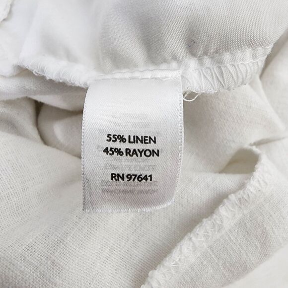 J Jill Womens Pants Size 26 White Linen Blend Drawstring Elastic Waist Pockets - Picture 12 of 14